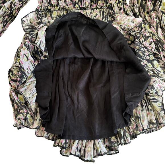 HEMANT & NANDITA Kari Short Black and Metallic Long Sleeve Mini Dress Mediuim - Picture 8 of 12